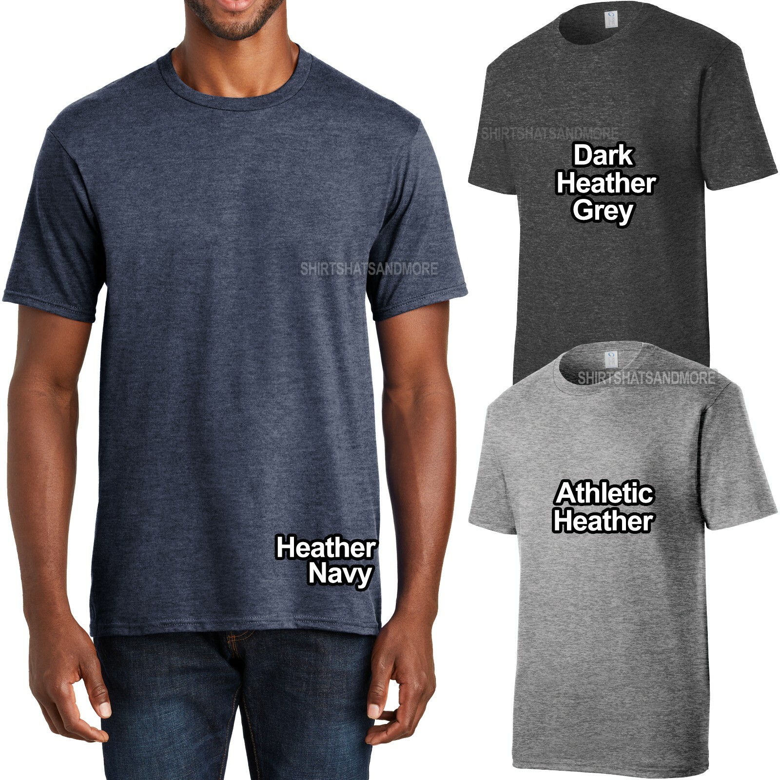 Mens Heathered Blended Tee T-Shirt Super Comfortable S-XL 2X, 3X, 4X, 5X, 6X NEW gallery
