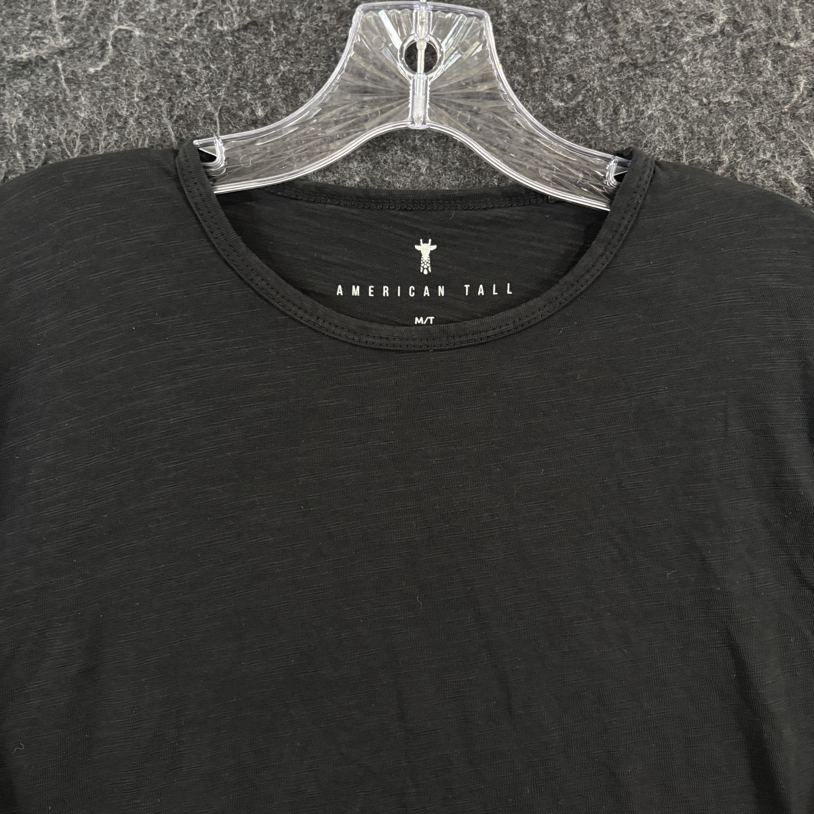 American Tall Slub Shirt Men's Medium MT Black Solid Cotton Crewneck Tee Soft gallery