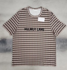 Helmut Lang Logo OS Tee Mini Digital Check Red Men’s Size Large New