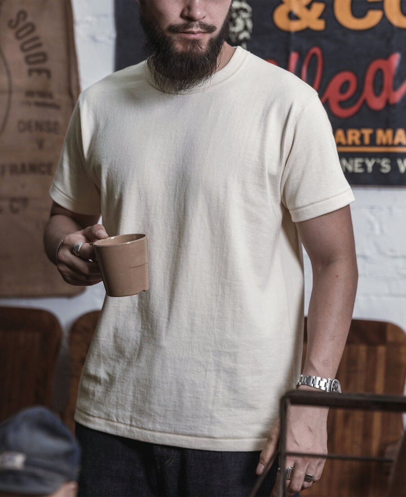BRONSON Heavyweight Basic t Solid Cotton Loopwheel Tubular Athletic t Shirts Tee gallery