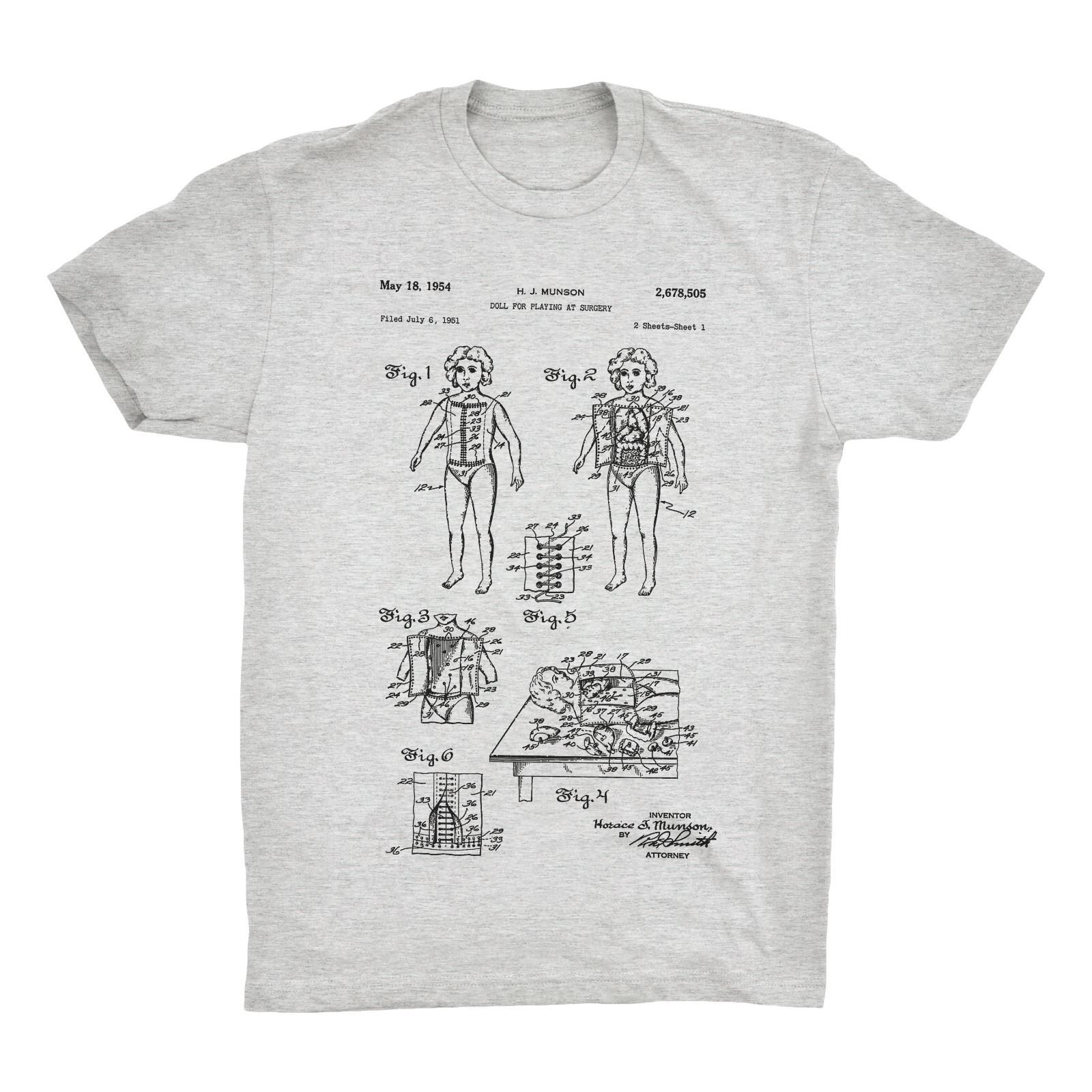Surgery Doll Patent T-Shirt.100% Cotton Comfy Tee on Black White or Gray. NEW gallery