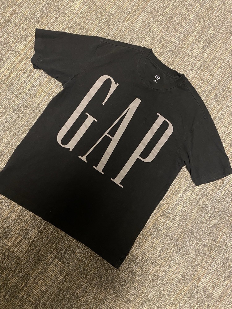 Gap Black Grey Logo Graphic Print Crew Neck Short Sleeve T-Shirt Size M