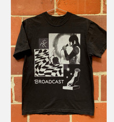 VTG Broadcast band black T-shirt short sleeve All sizes S to 45Xl XA907