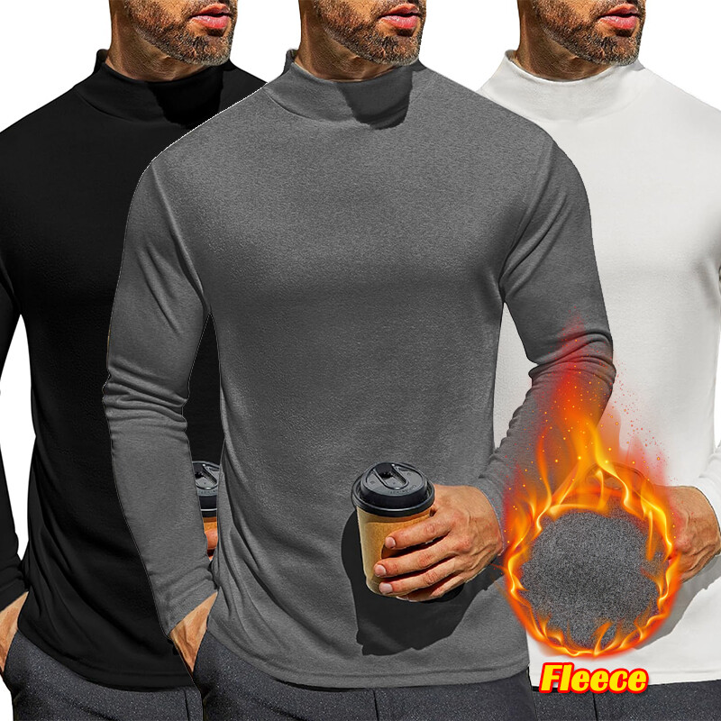 Men Mock Neck Turtleneck Long Sleeve Shirts Undershirt Thermal Fleece Lined Tops gallery