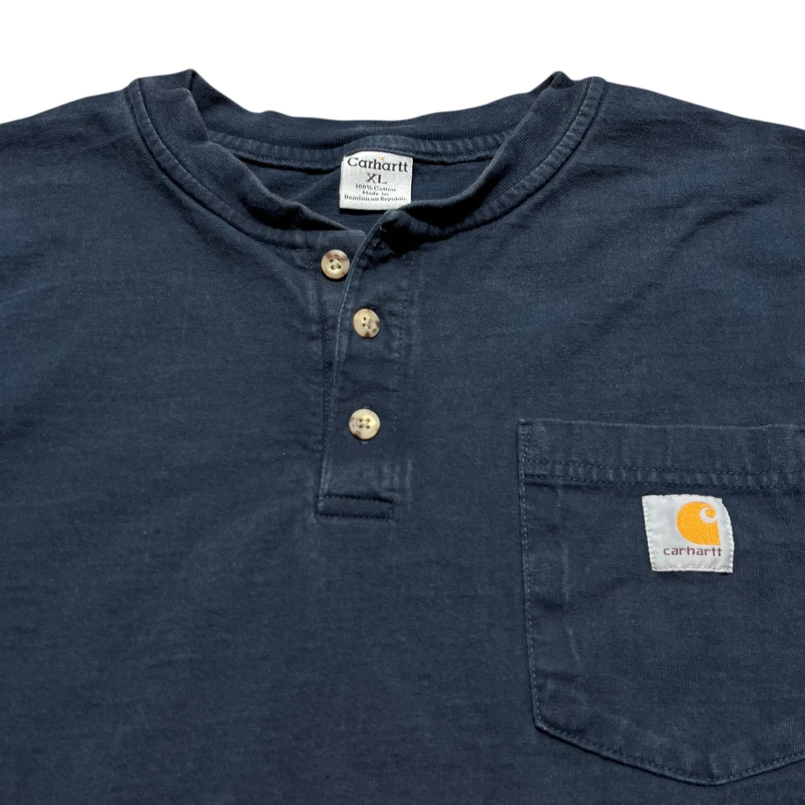 Vintage 90s Carhartt Long Sleeve Pullover Henley Navy Size Extra Large gallery