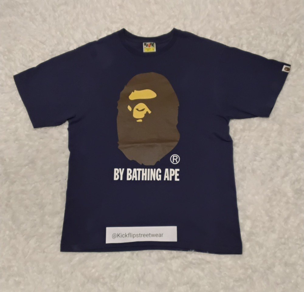 A Bathing Ape BAPE Ape Head Logo Graphic Tee Navy Men’s L Crew Neck Regular