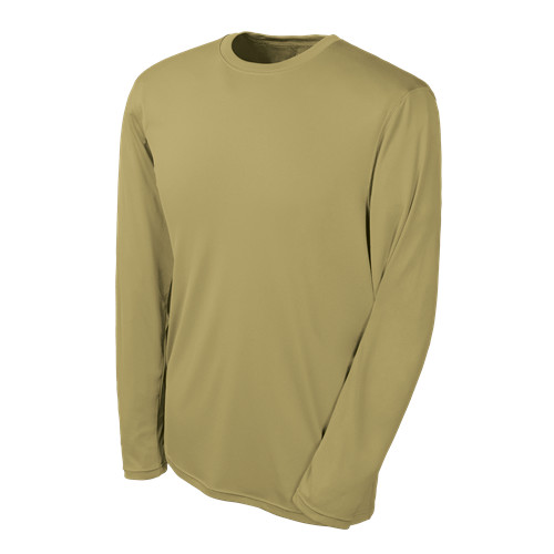 Champion Tactical TAC26 Mens Long Sleeve Double Dry T-Shirt, Desert Sand, Medium