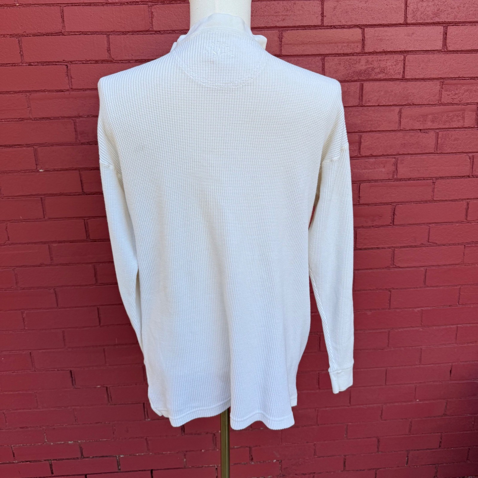 Tabasco Henley Thermal Shirt Mens Large Long Sleeve Waffle Knit Button Logo Top gallery