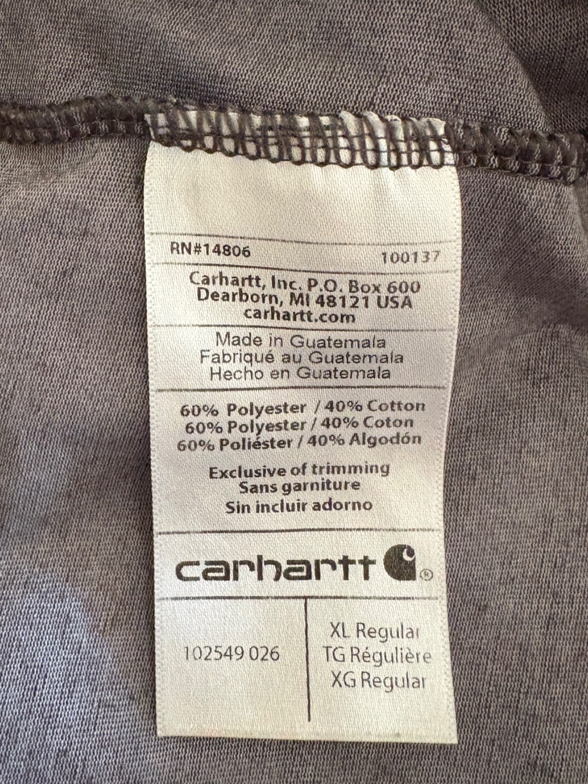 Carhartt Force Mens XL Relaxed Fit Pocket T-Shirt, Dark Gray with Short Sleeves gallery