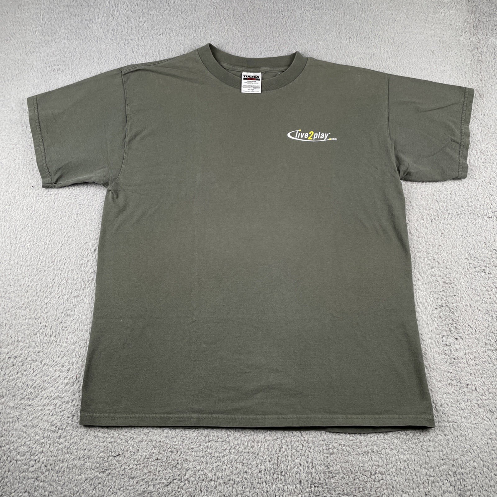 Vtg Tultex Olive Green XL Shirt Live2Play.com Skier Back Graphic Mountain Y2K gallery