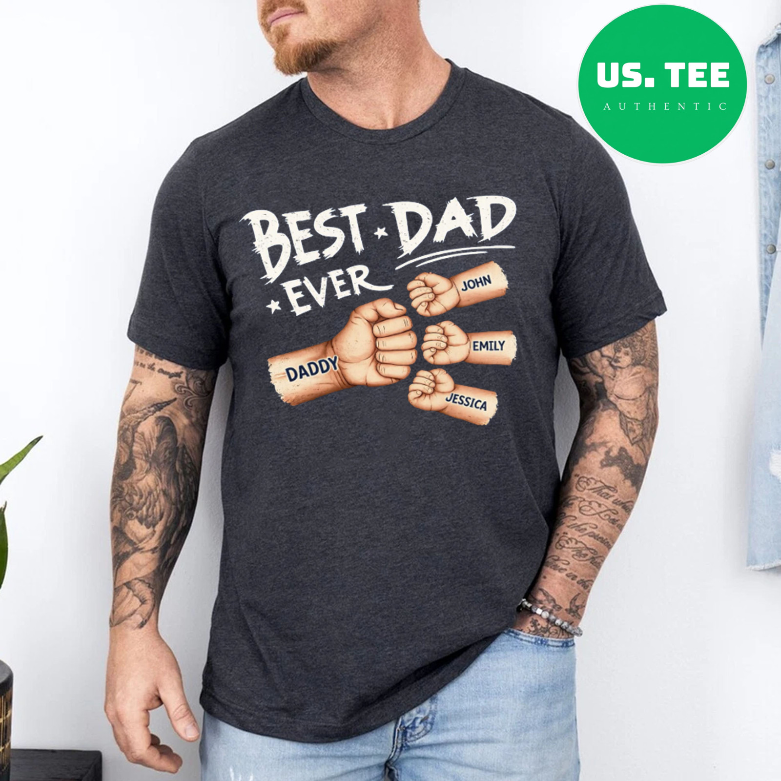 Personalized Father's Day T-Shirt Custom Kids Names Dad Gift Tee for Father gallery