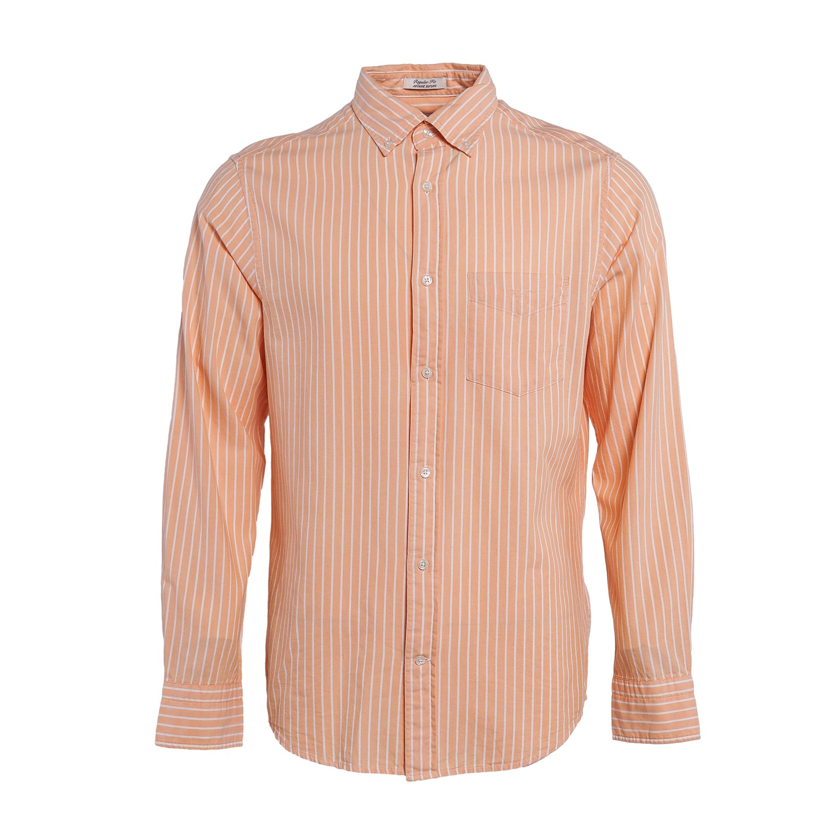 GANT men’s shirt striped 100% cotton long sleeve orange classic size M