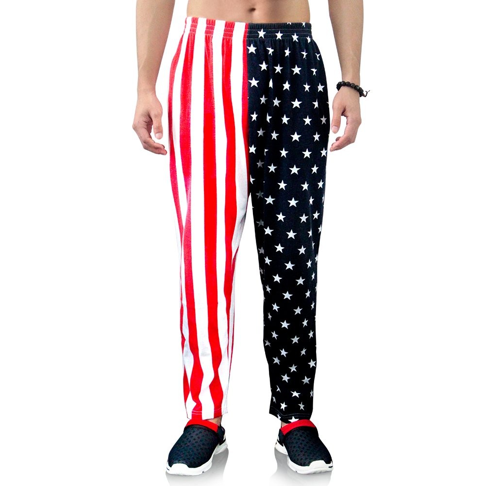 American Flag Joggers for Men with Pockets - Size M Red Sport Sweatpants gallery