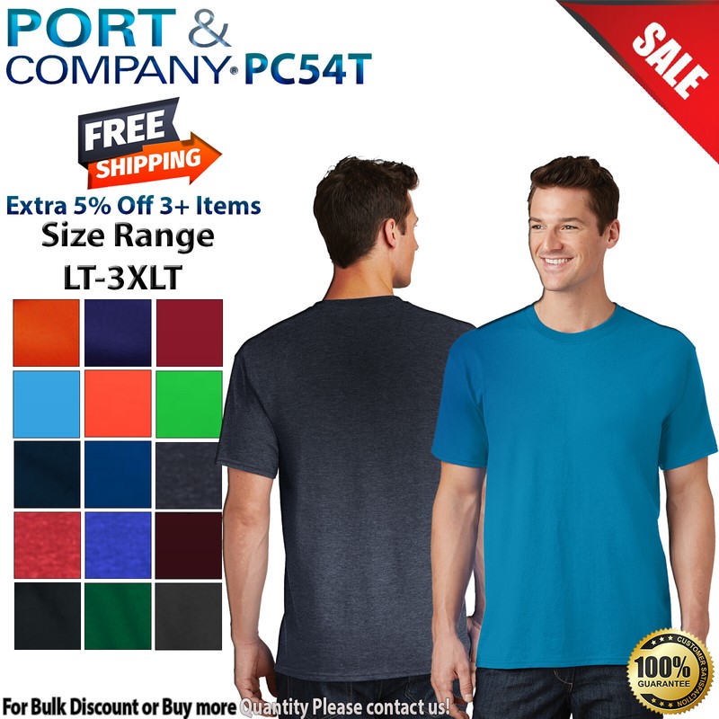 Port & Company PC54T Mens Big & Tall Short Sleeve Core Cotton Crew Neck T-Shirt