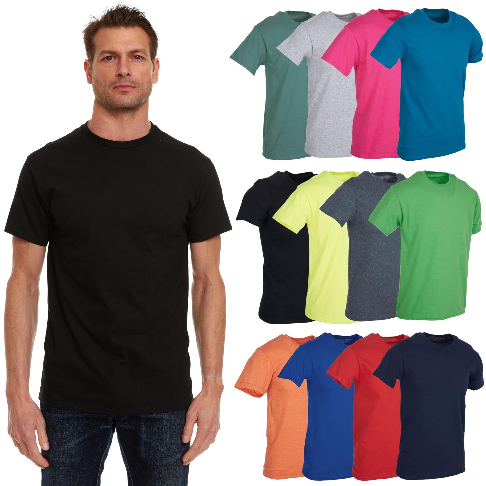 SOCKS’NBULK Mens Cotton Crew Neck Short Sleeve T-Shirts  Bulk Pack( LARGE)