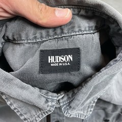 Hudson Shirt Mens Large Gray Full Zip Sun Fade Vintage USA Preowned