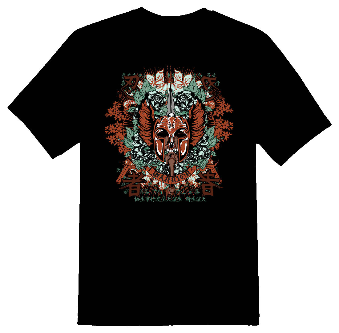 Warrior skull black or white tee shirt gallery