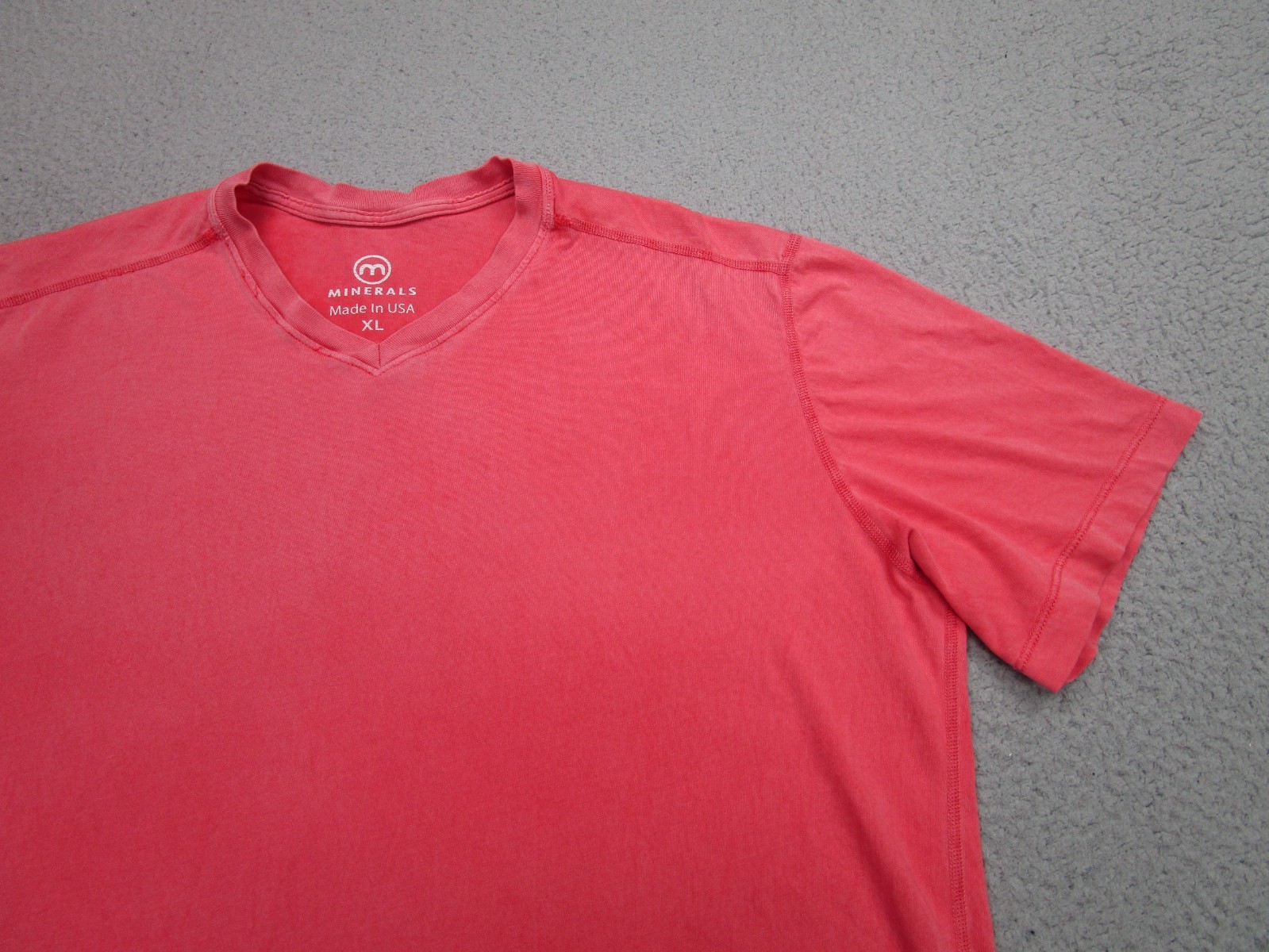 Minerals Shirt Mens XL Salmon V Neck 100% Cotton Soft Tagless Burnout Tee USA gallery