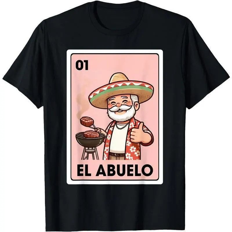 [100 Cotton] El Abuelo Grilling Grandpa Mexican Bingo Card Unisex T-Shirt gallery
