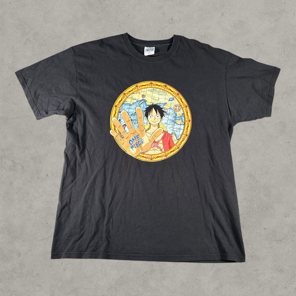 Vintage One Piece Shirt Men XL Black Y2K Luffy Solo Hit Anime Rare 2000s Tv Show gallery