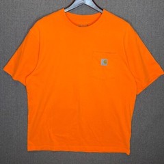 Carhartt Tshirt Men’s Large Orange Pocket Casual Patch Work Outdoor