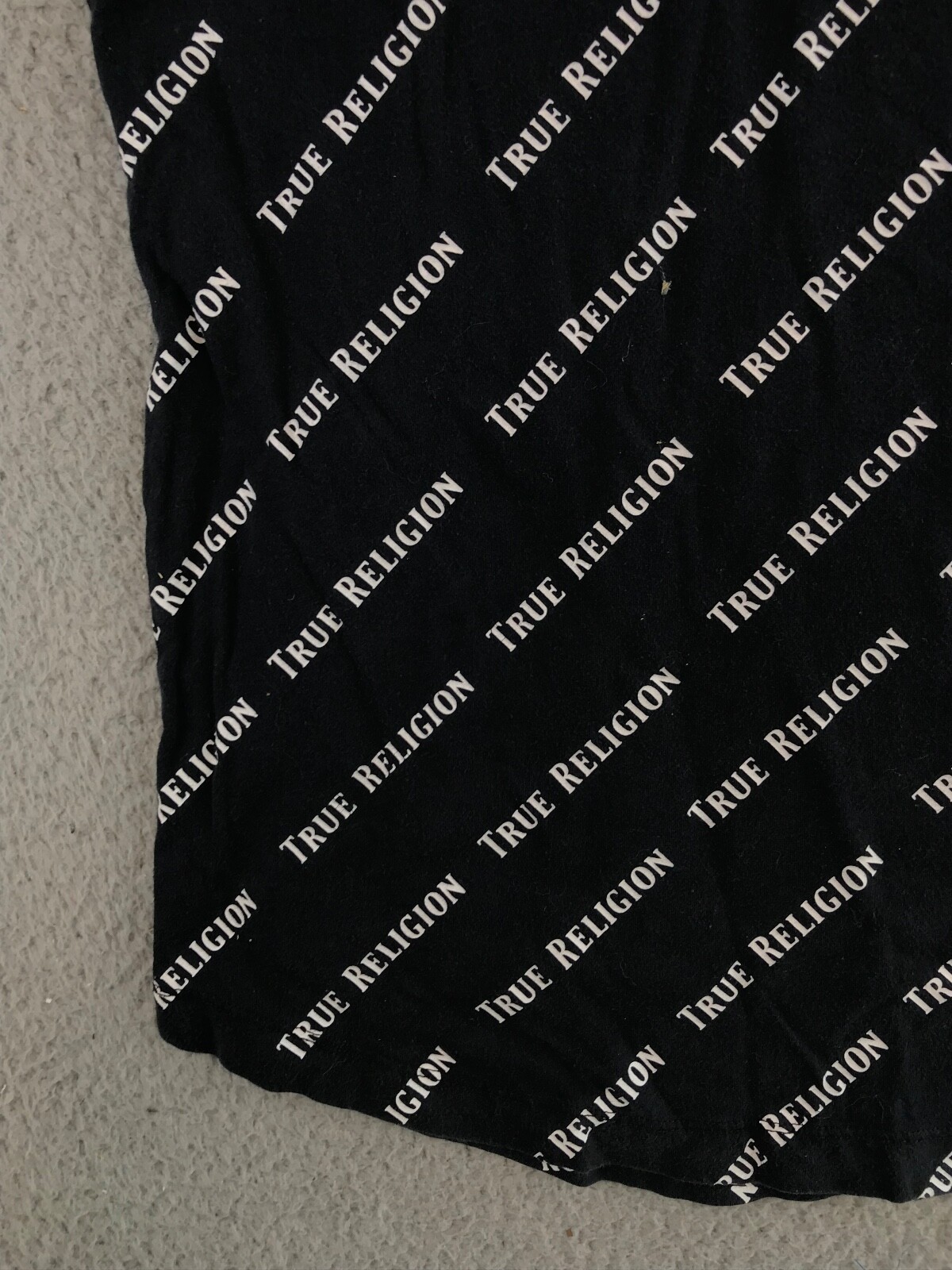 True Religion Shirt Women's XL Black Sleeveless Round Neck All Over Logo Print gallery