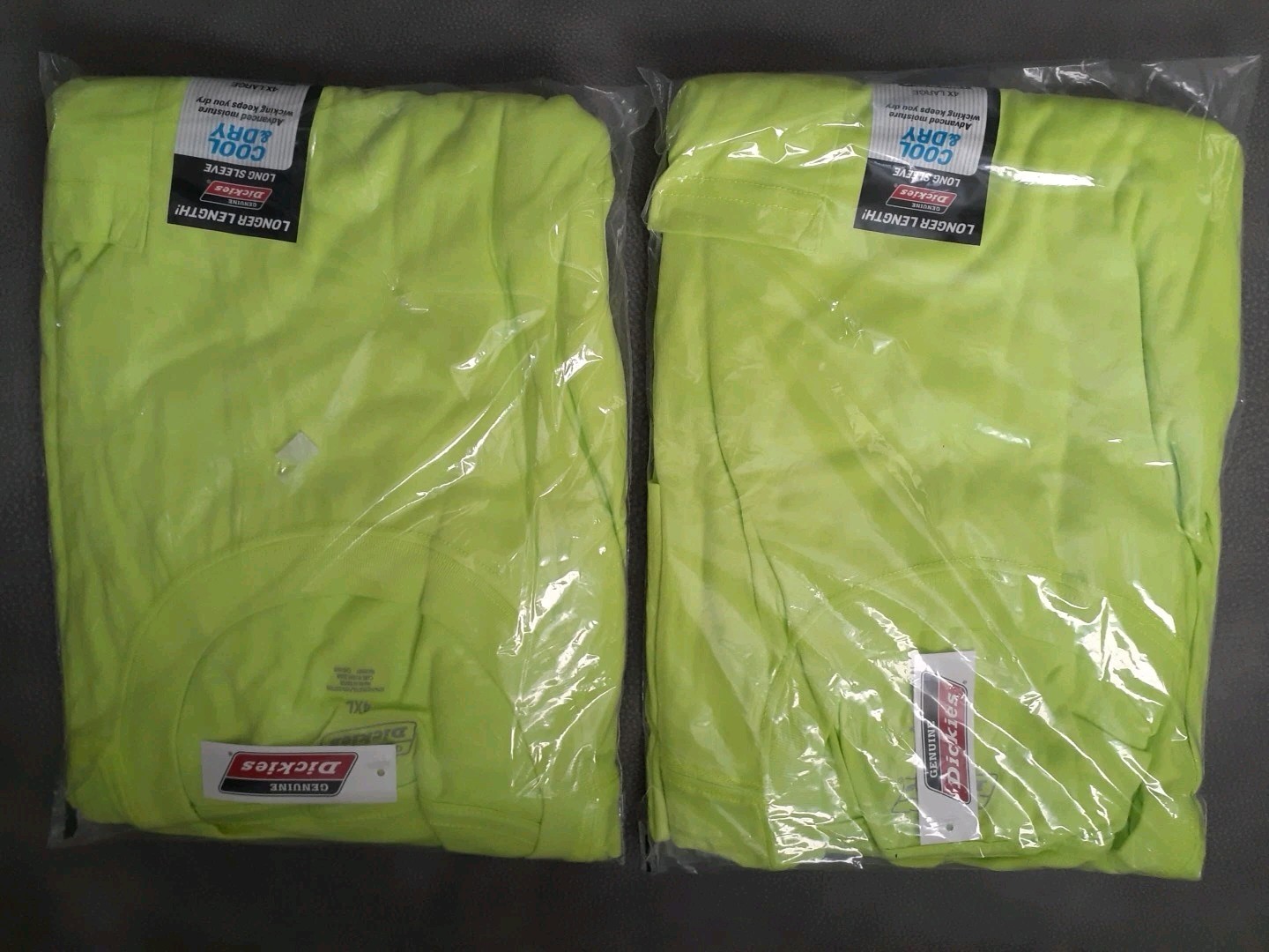 Dickies Men’s High Visibility Long Sleeve Tee 4X Large Cool & Dry 2 Pack
