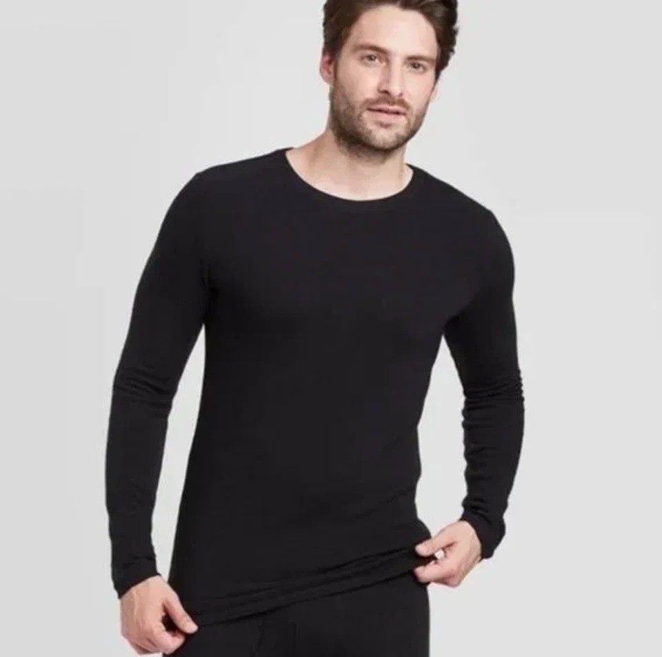 Goodfellow & Co Men's S 34/36 Black Premium Ultra Soft Thermal Long Sleeve Shirt gallery