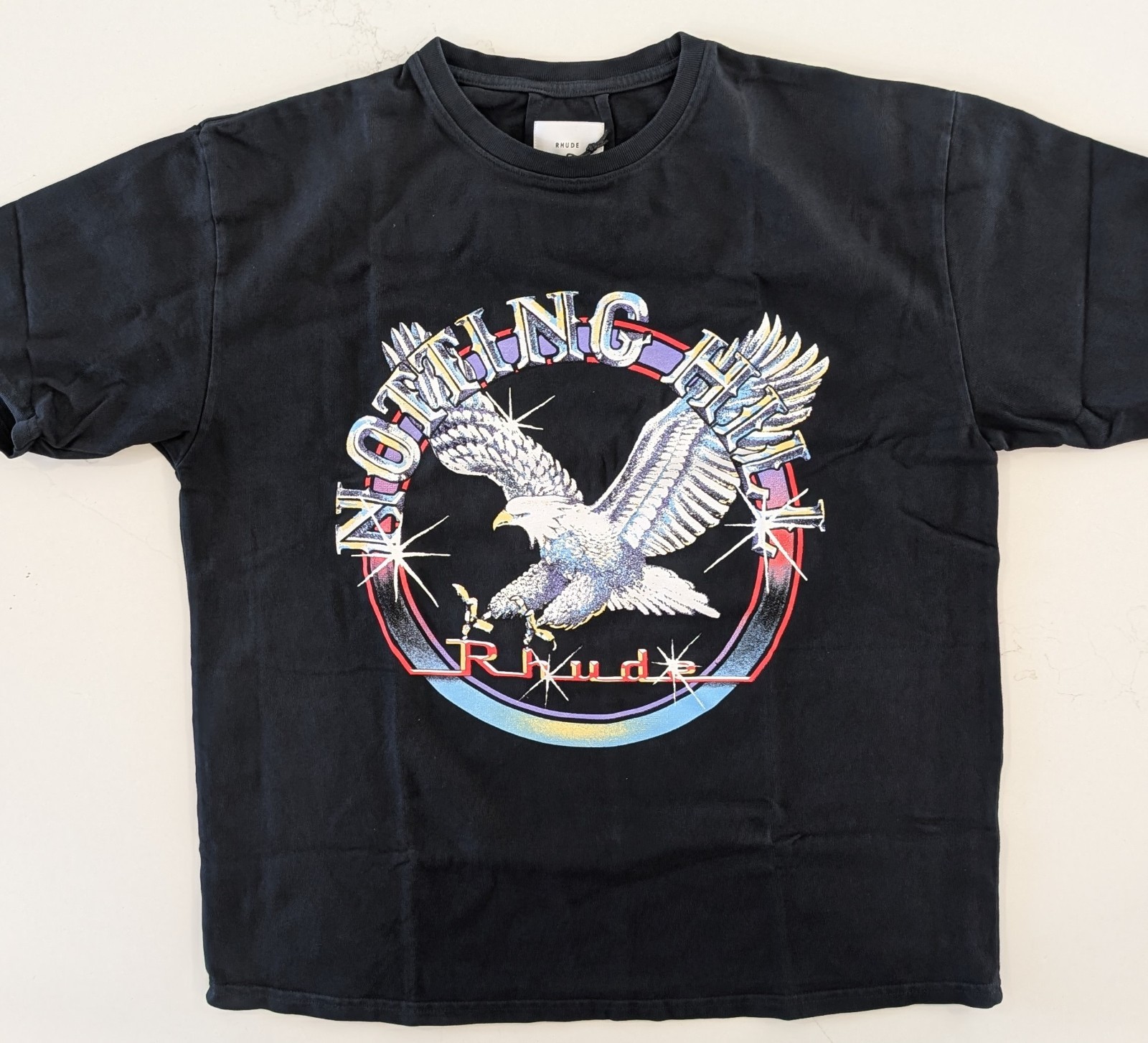 Rhude Notting Hill Eagle Tee M Vintage Black Boxy Fit Graphic T-Shirt Luxury