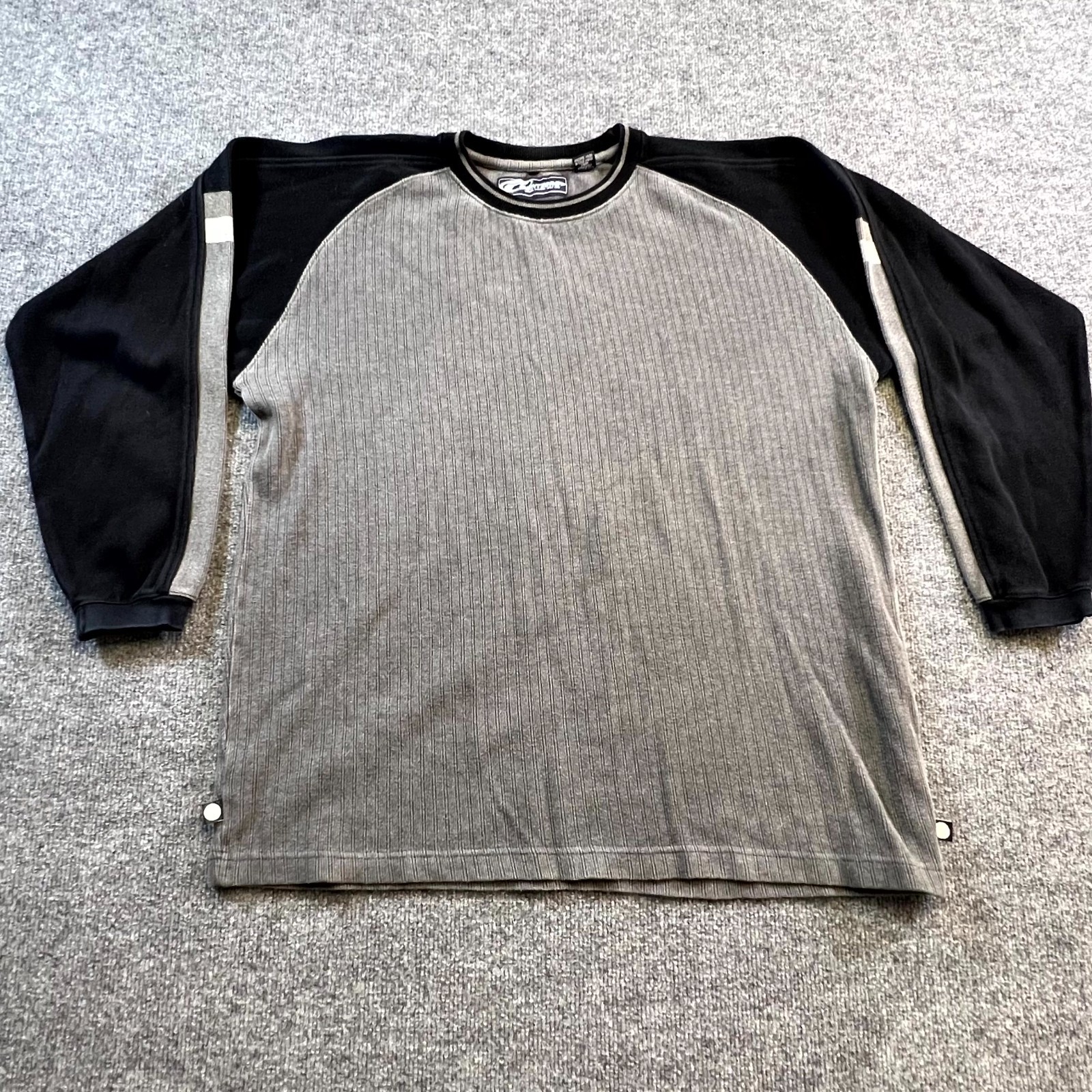VTG Point Zero Shirt Mens Large Gray Cotton Ribbed Knit Long Sleeve Streetwear