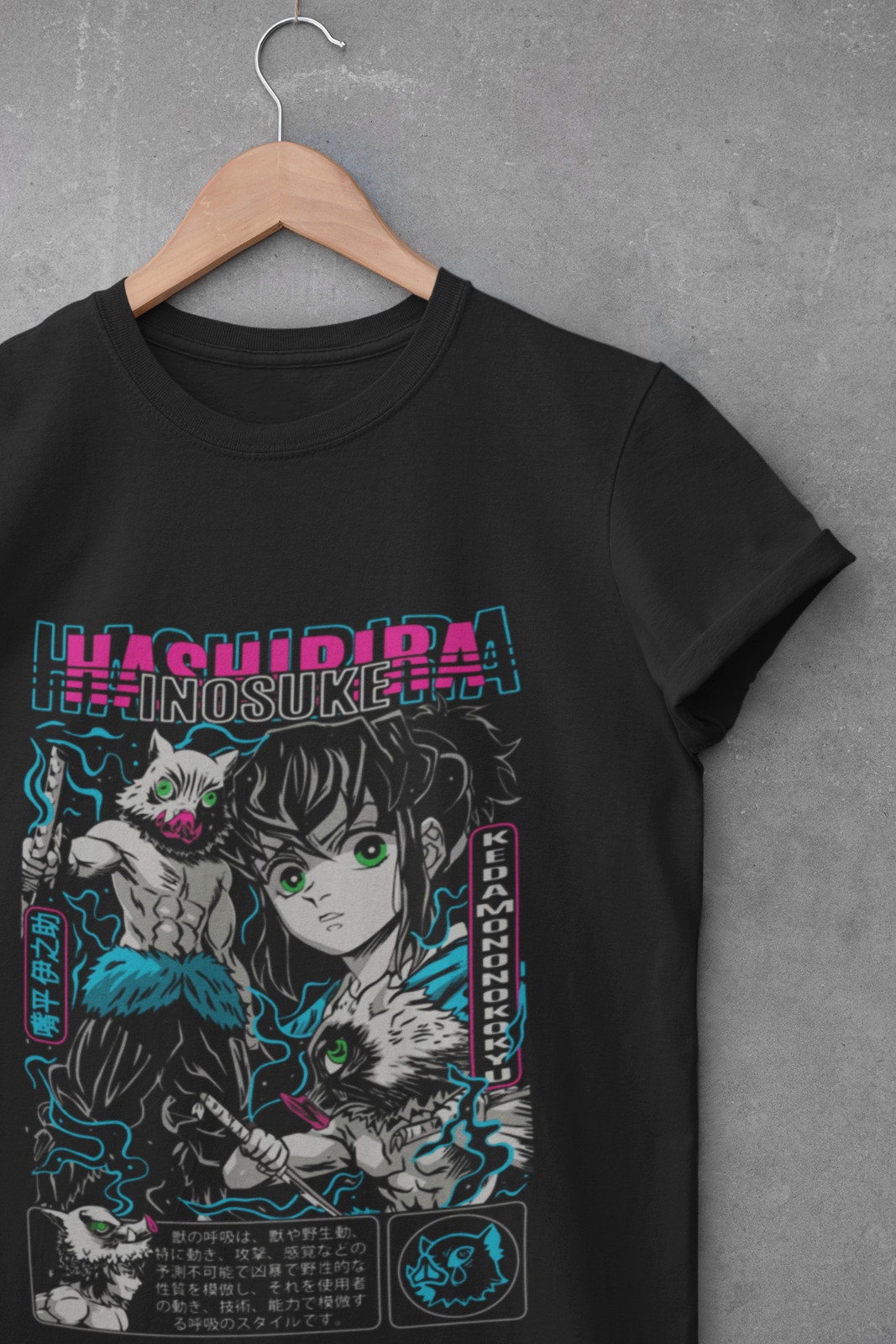 Demon Slayer Shirt Inosuke T-Shirt Tanjiro KNY Kokushibo Anime Muzan Doma Tee gallery