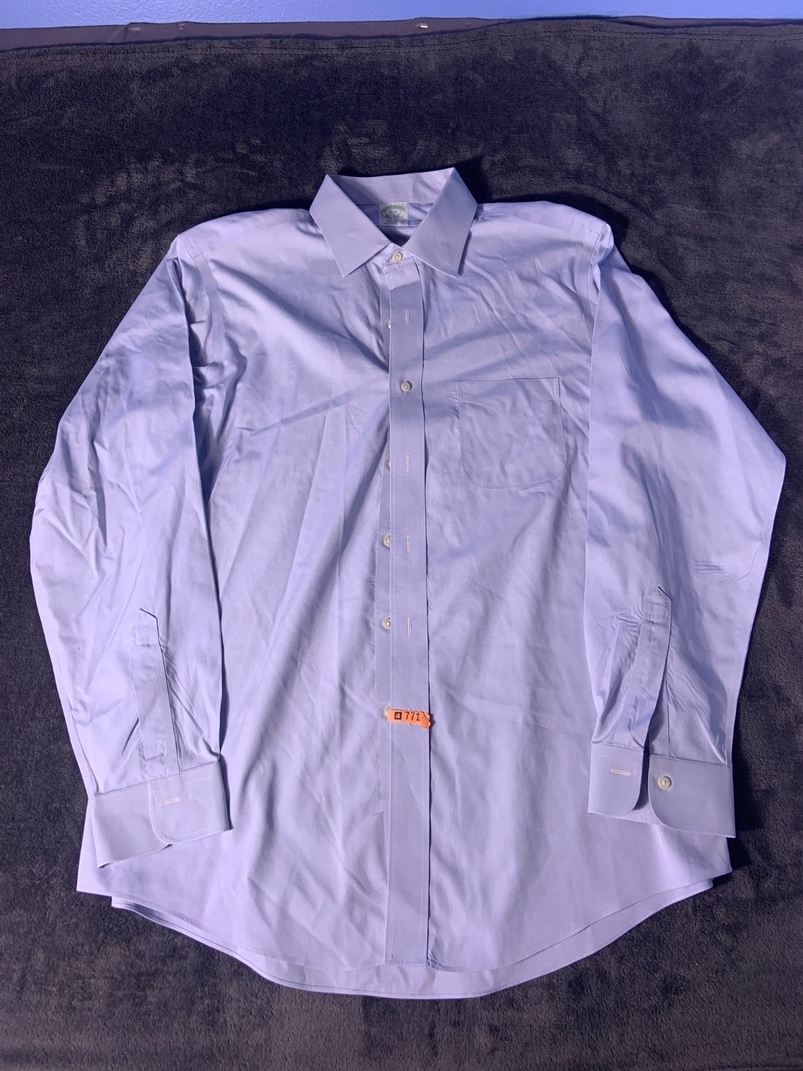 Brooks Brothers Milano Men’s Dress Shirt Size 17 Blue Single Chest Pocket