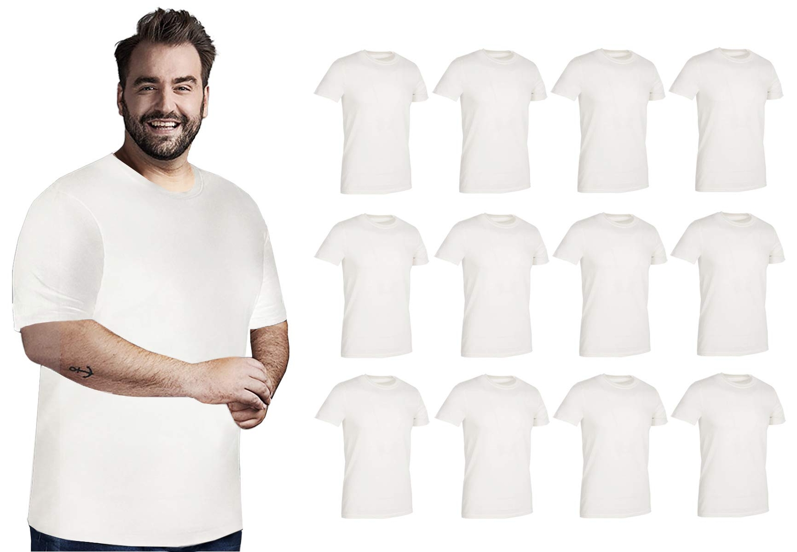 BILLIONHATS 12 Pack Plus Size Men Cotton T-Shirt Bulk Big Tall Short Sleeve Tees gallery