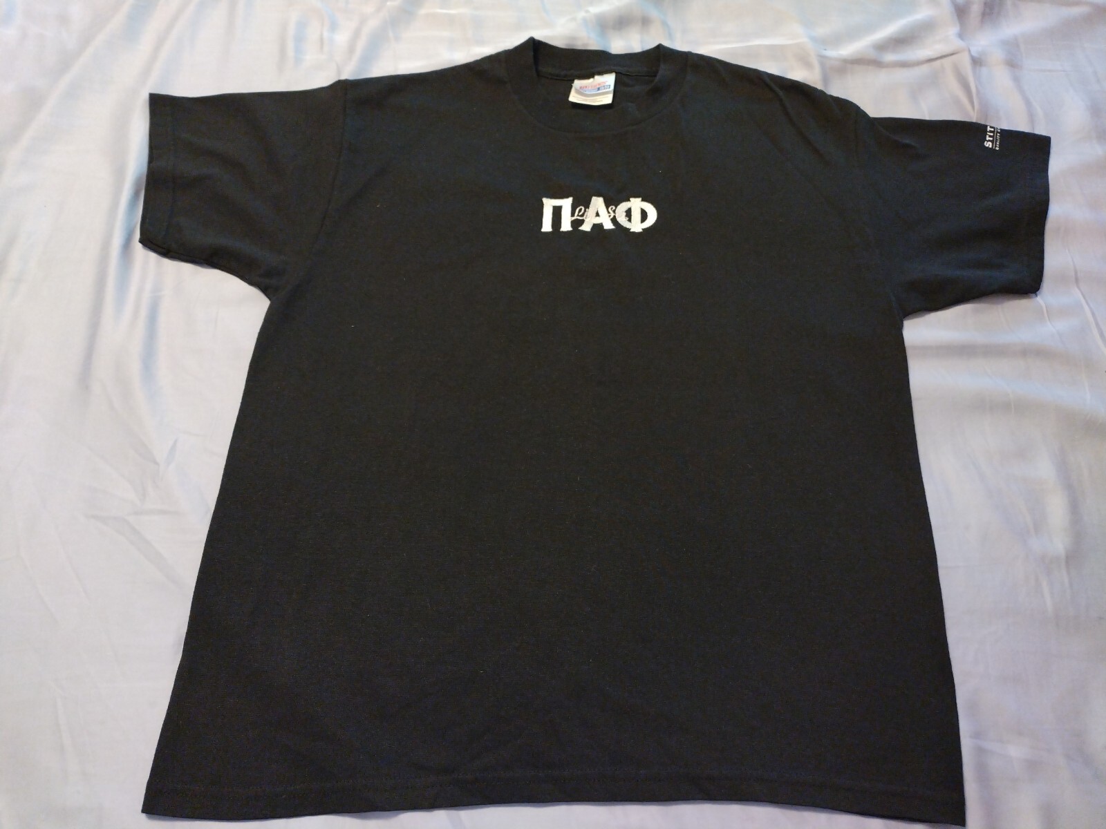 Pi Alpha Thi Lil Sis Sorority Black T-shirt Size Youth XL Pink White Embroidery gallery