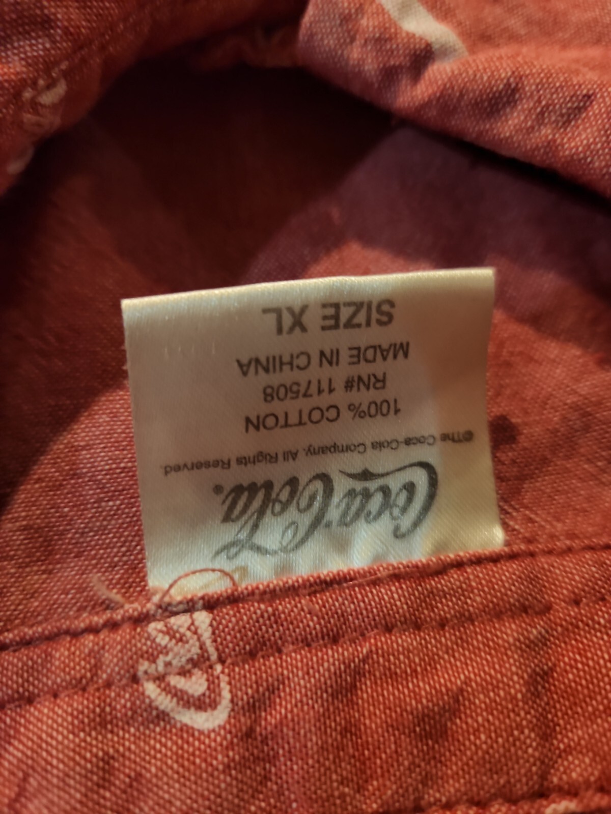 Coca Cola Print Red Shirt Size Xl Sz Lg button front Unisex Memorabilia gallery