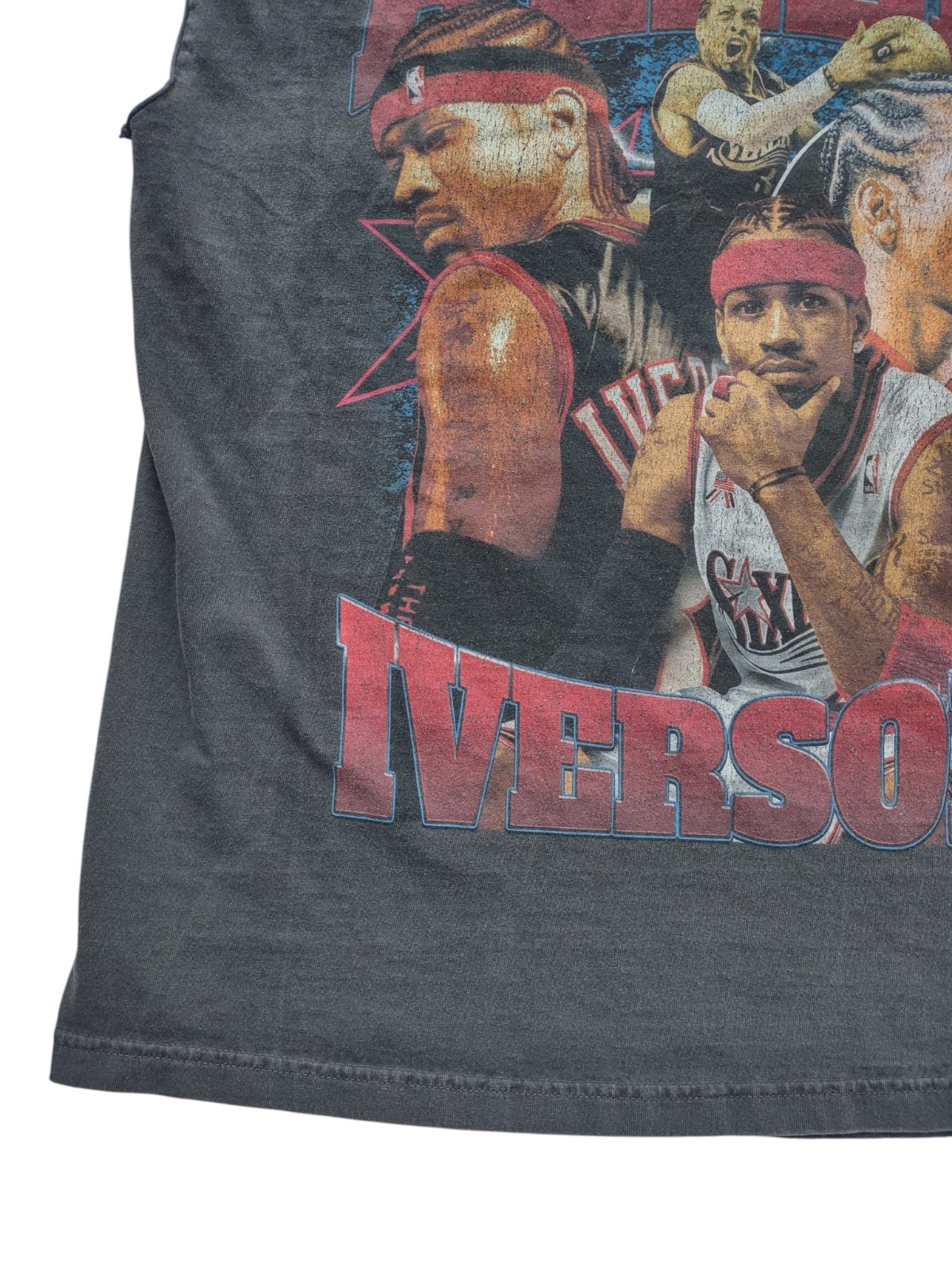 ALLEN IVERSON Vintage NBA Philadelphia 76ers Headshots Black Cutoff Shirt, HTF gallery