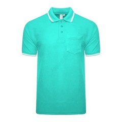 Men’s Polo Short Sleeve Pique Plain Single Tipping Chest Pocket Casual Tee Top