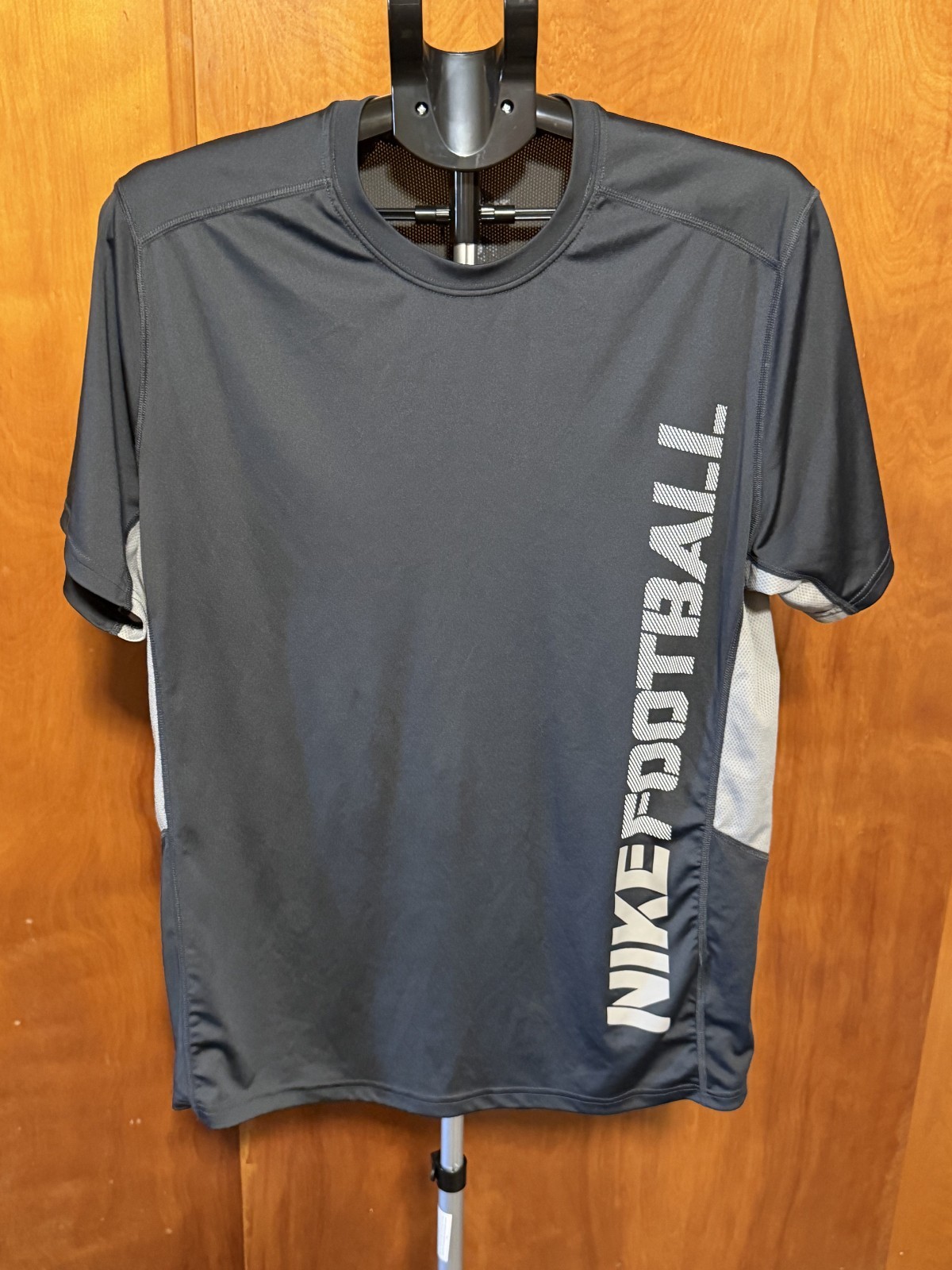 Nike Football Dri-Fit Shirt Mens Large Gray Vertical Graphic Tee gallery