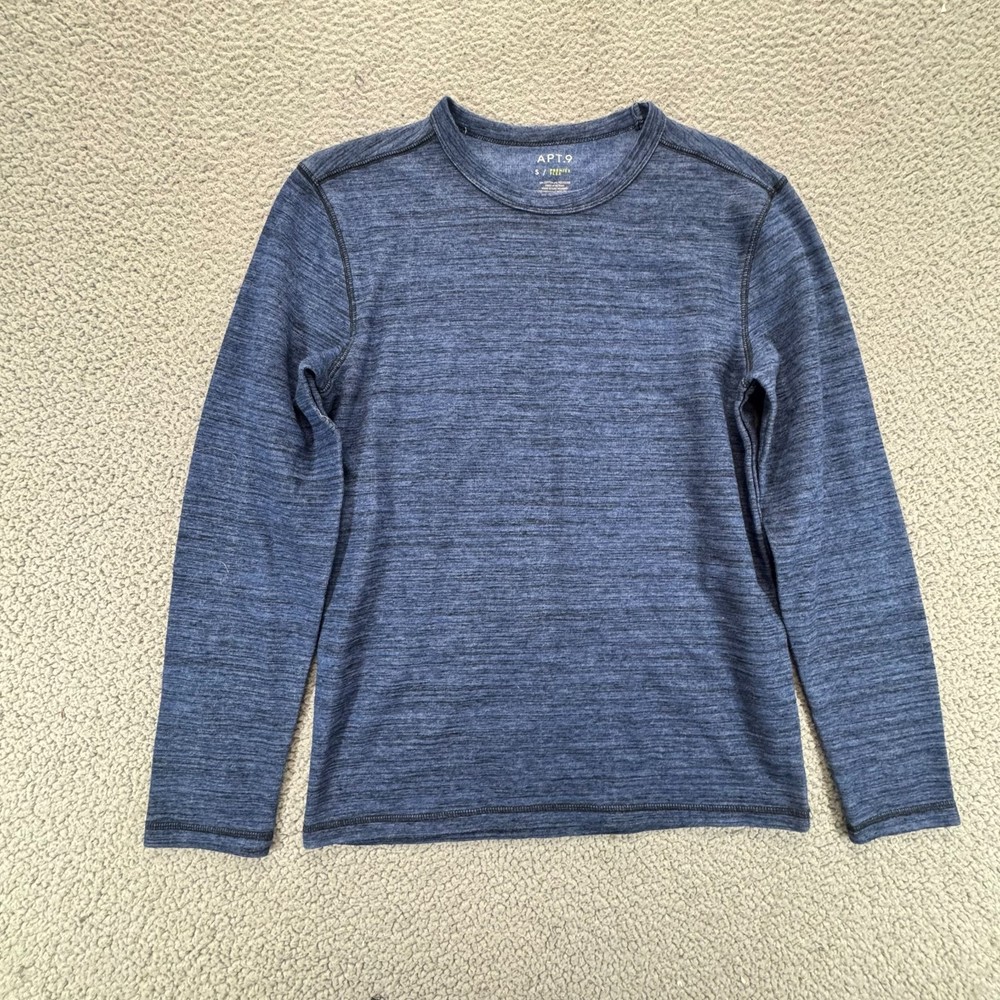 APT 9 Premier Flex Mens Pullover Long Sleeve T Shirt Blue Pin Stripe Size S