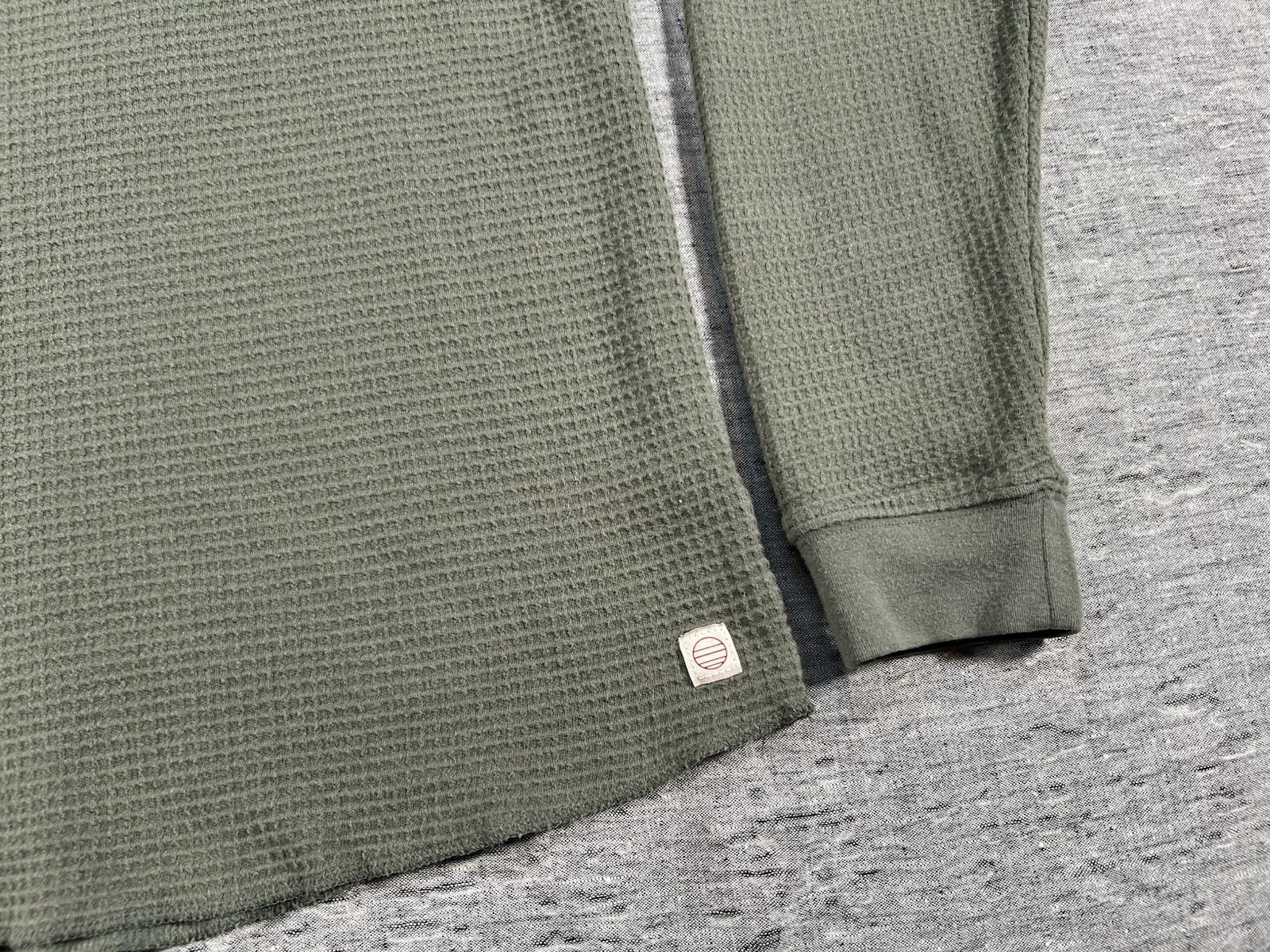 Marine Layer Waffle Thermal Shirt Mens Medium Large Green Long Sleeve Crewneck gallery