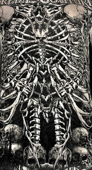 Xtreme Couture by Affliction Men’s Thermal Shirt CATACOMBS Skull Biker White