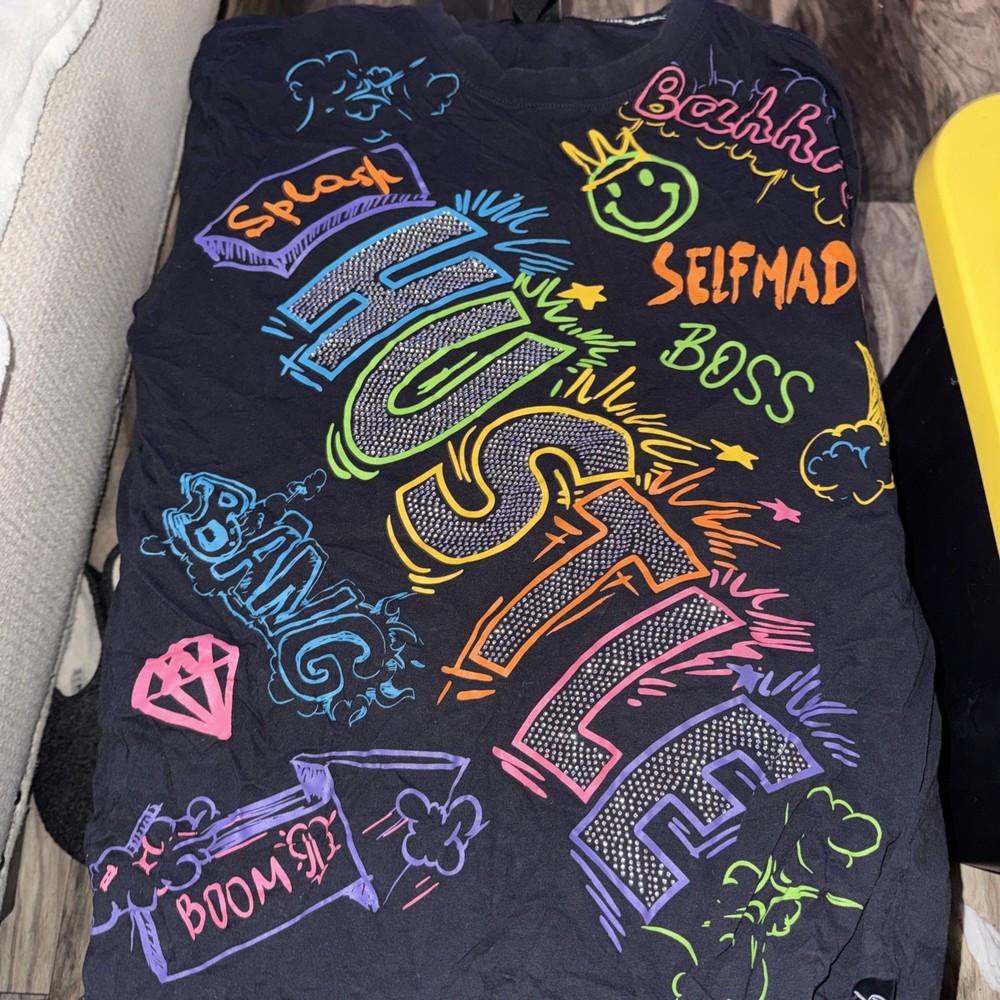 SWITCH REMARKABLE Hustle Size XL Black Multicolored Men’s T-Shirt