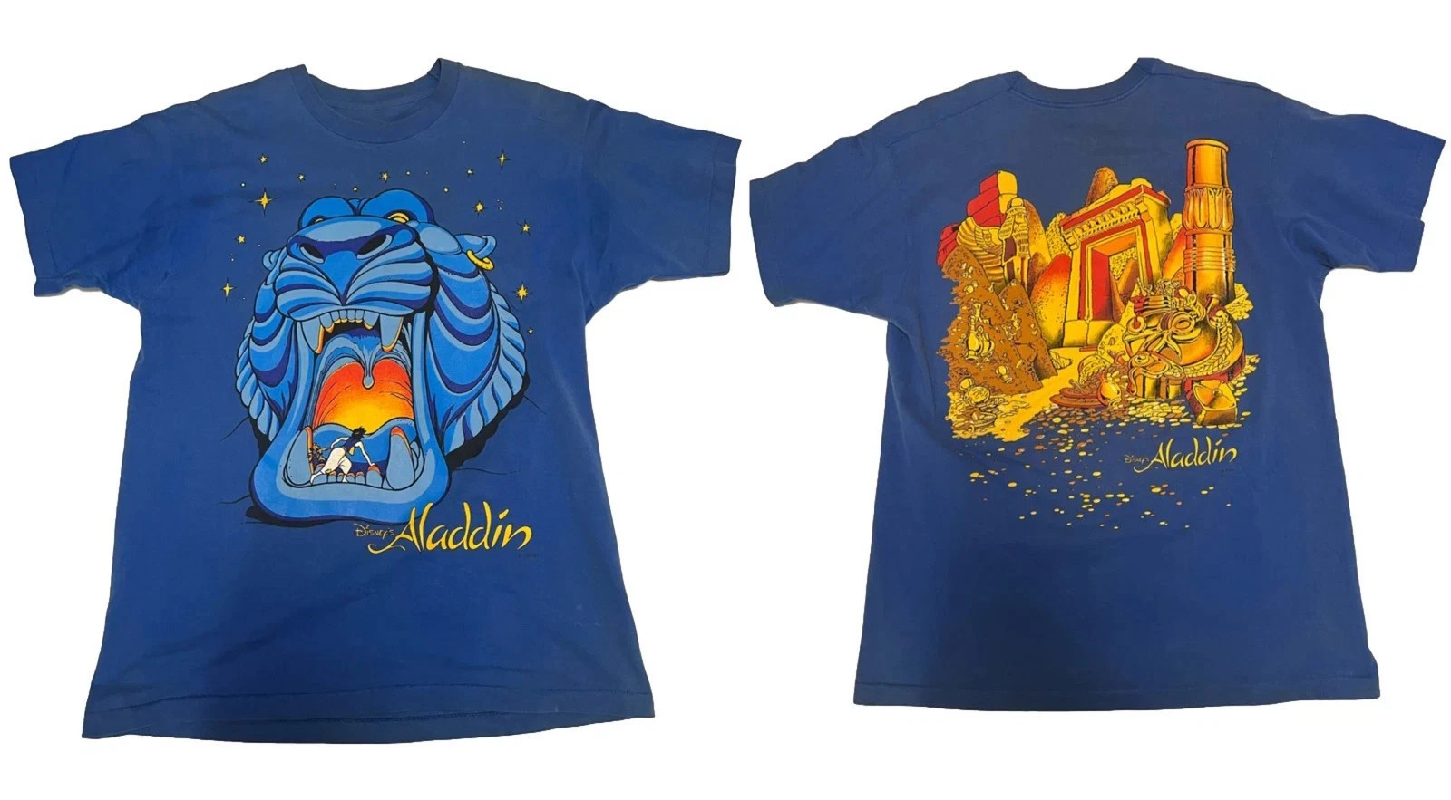 NEW 90s Disney Aladdin Cave Of Wonders Movie Promo T-Shirt 2 Side Reprint
