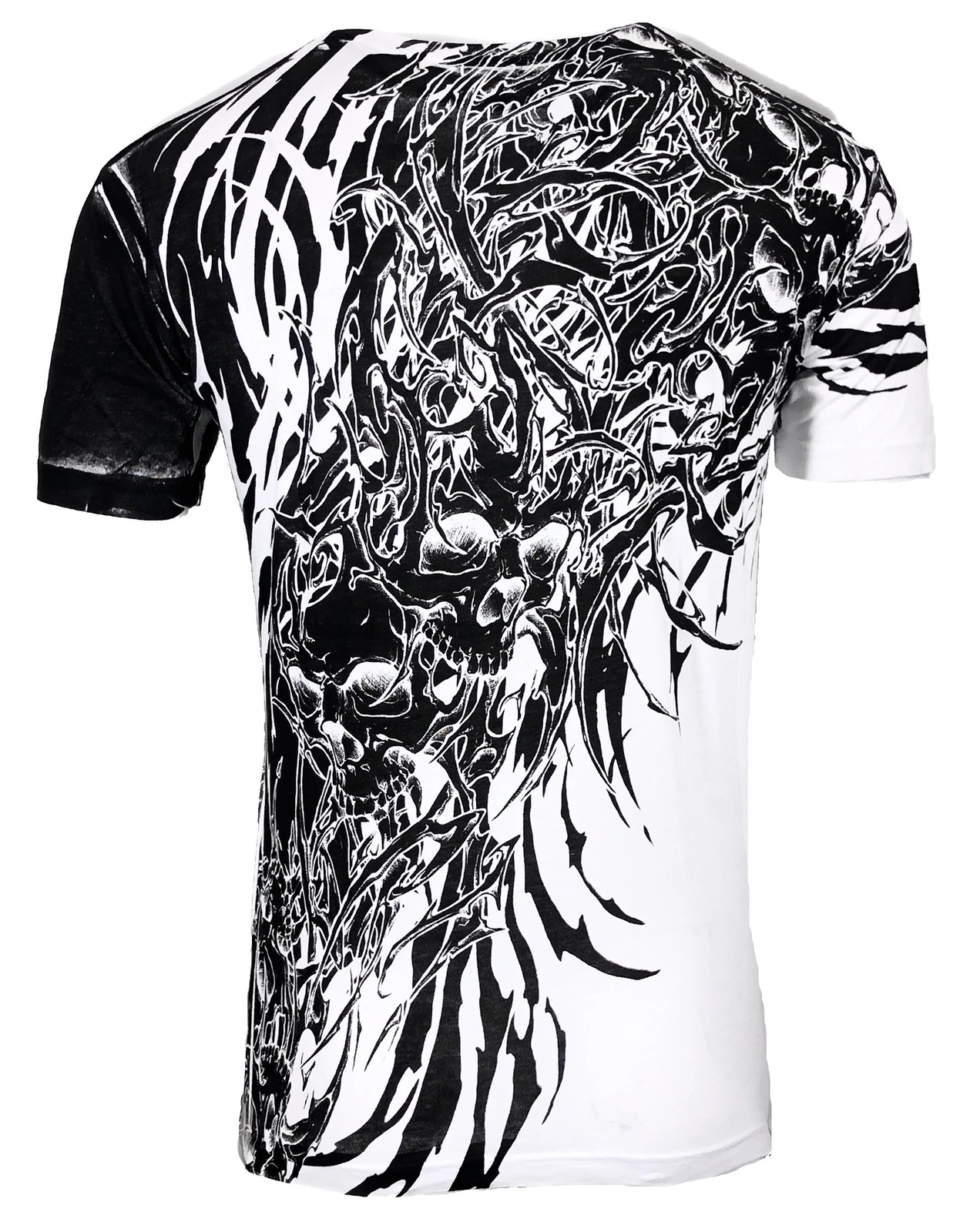 Xtreme Couture Affliction Men's T-Shirt BRUTAL COMBAT White Skull Biker Tattoo gallery
