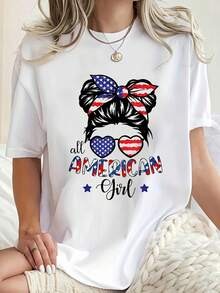 Girl Patriotic Flag Bow And Heart T Shirt Unisex#3 gallery