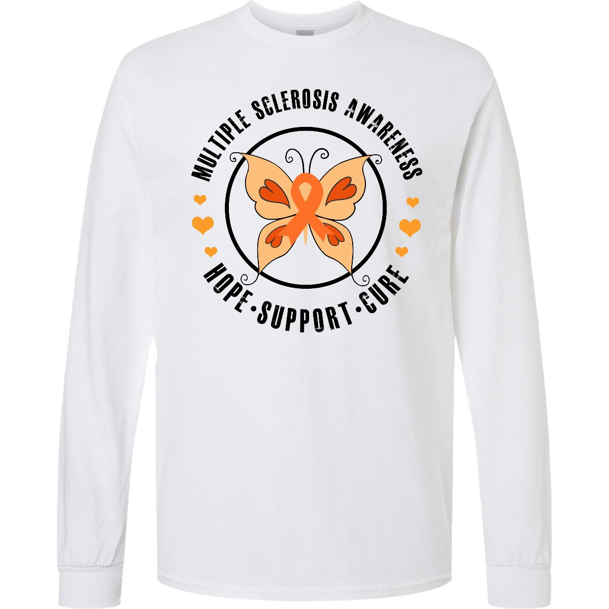 Inktastic Multiple Sclerosis Orang Ribbon Hope Support And Long Sleeve T-Shirt gallery