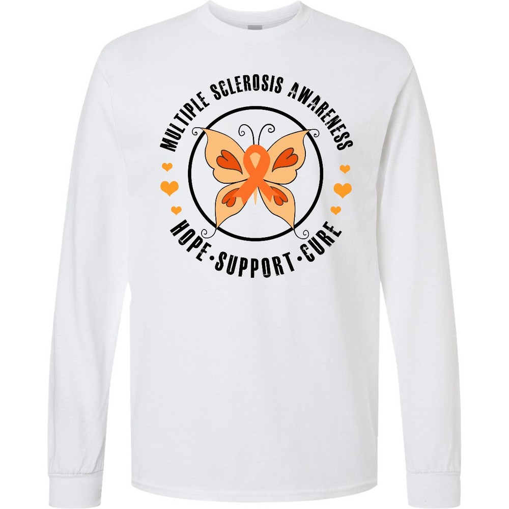 Inktastic Multiple Sclerosis Orang Ribbon Hope Support And Long Sleeve T-Shirt