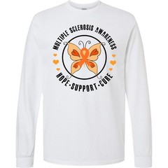 Inktastic Multiple Sclerosis Orang Ribbon Hope Support And Long Sleeve T-Shirt