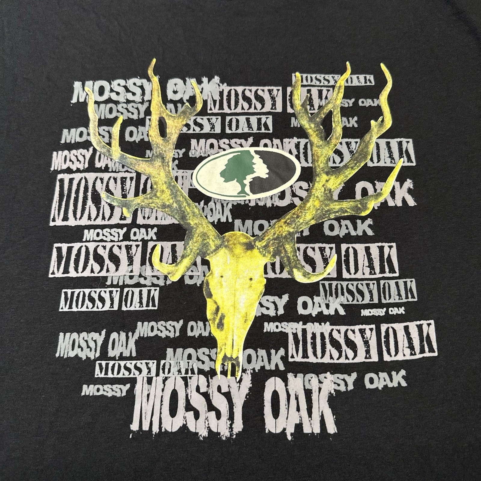 Mossy Oak Men XXL Black Short Sleeve Shirt Deer Skull Buck Graphic Hunting Tee gallery