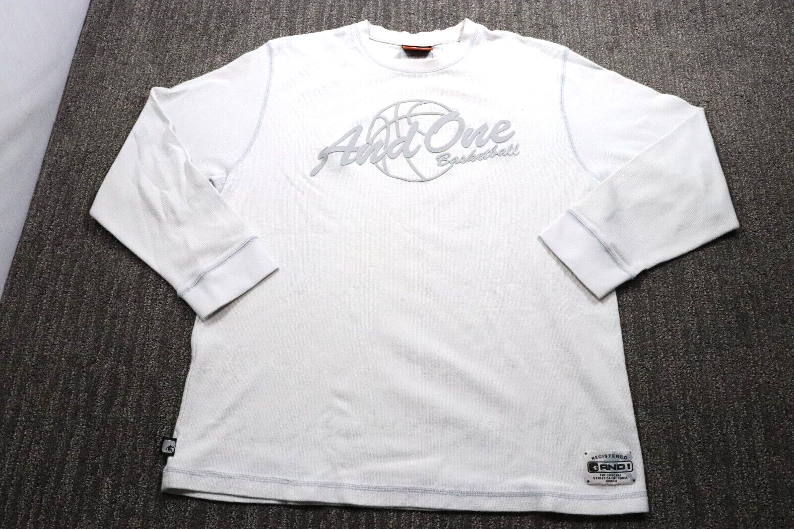 AND1 Y2K Vintage Thermal Shirt Men’s XL White Grunge Skater Long-Sleeve Skater